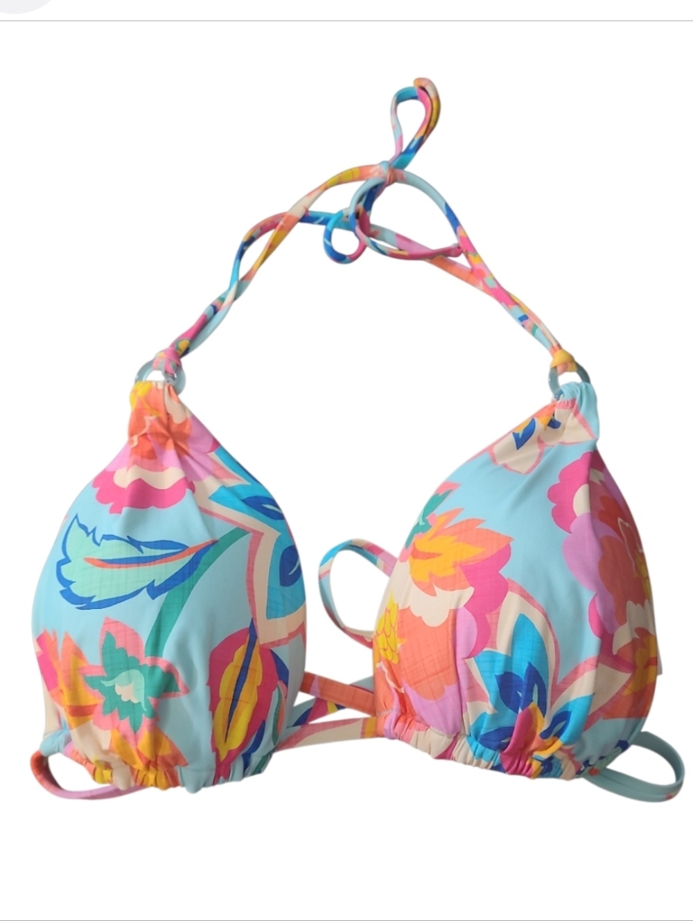 La Blanca Coral Tie-Side Bikini Bottoms with Multicolor Floral Halter Top 12 NWT - Picture 9 of 11